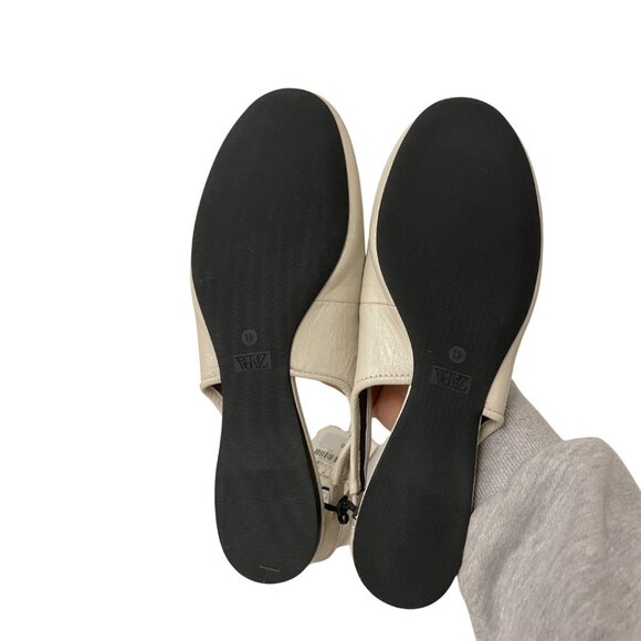 Zara Womens Leather Slingback Ballet Flats EU 41 US 10 off White 1549/510 NWOB - Picture 6 of 9
